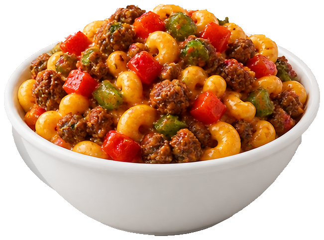 Chicago Spicy Sausage and Peppers individual with ground sausage, red peppers and green peppers